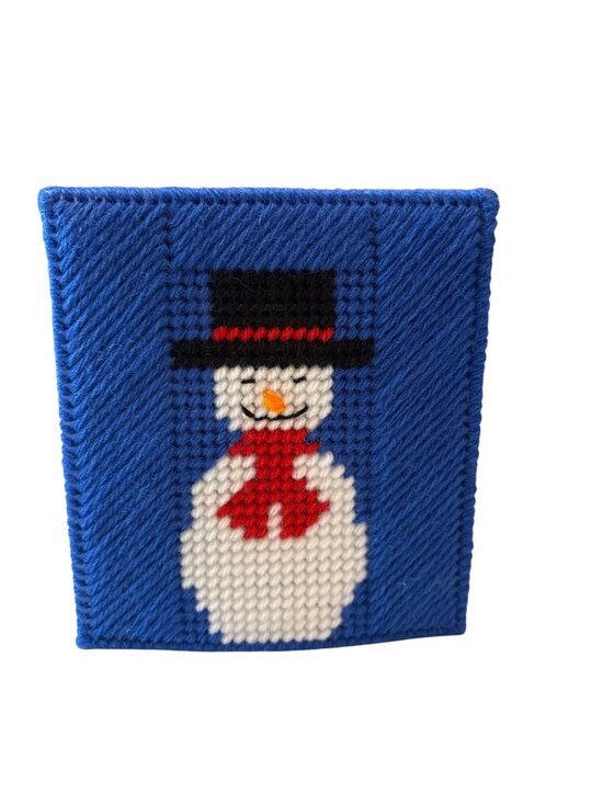Handmade Other - Handmade Blue Snowman Plastic Canvas Tissue Box Cover Winter Holiday Decor